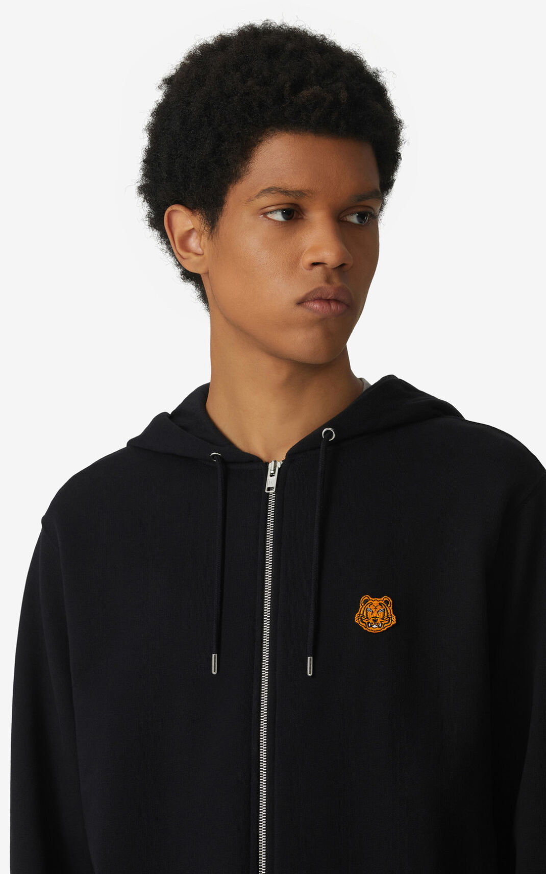 Sweat A Capuche Kenzo Homme Tiger Crest zipped Noir HUNKL-5741